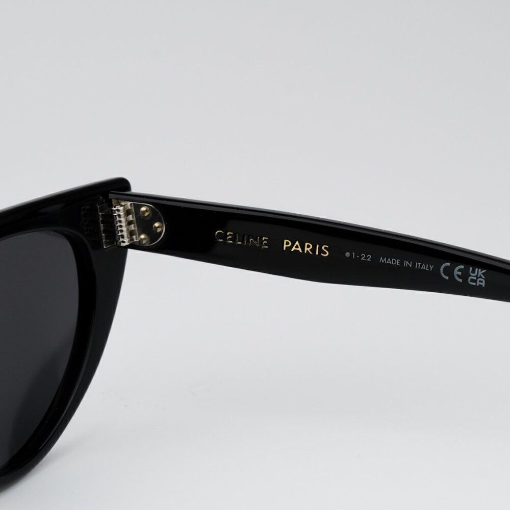 NEW Celine CL40228I 01A Shiny Black Smoke Grey Geometric Women Sunglasses - Picture 11 of 13